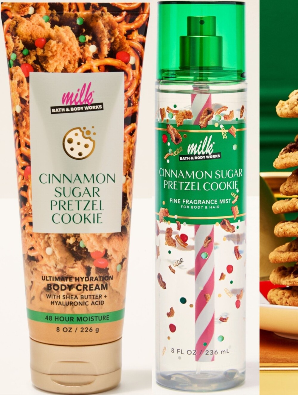 Bath & Body Works milk™ Cinnamon Sugar Pretzel Cookie Body Cream & Mist Set NEW